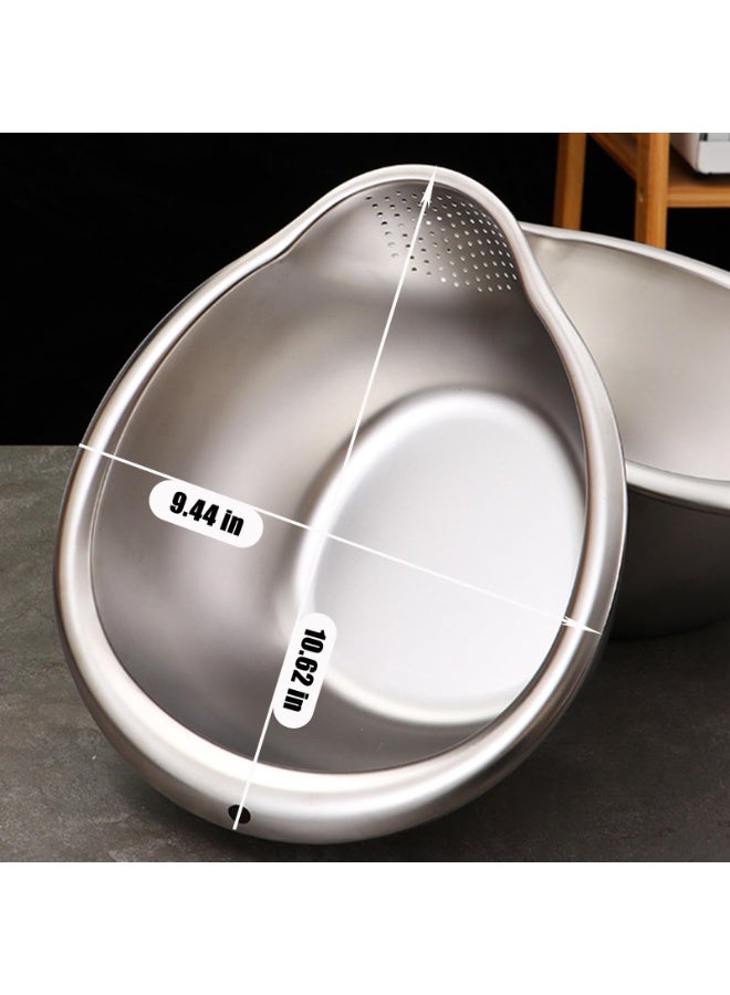 ترينفي وعاء غسيل وتصفية أرز من الفولاذ المقاوم للصدأ، وعاء غسيل لشطف الأرز والكينوا، مصفاة جانبية لتنظيف الفواكه والخضراوات والبقوليات، أداة مطبخ متعددة الاستخدامات - Image 3